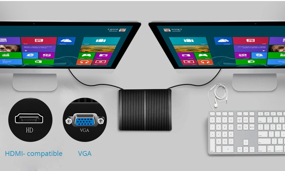 XCY Fanless Mini PC Intel Core I7 4500U I5 5200U 300M WiFi Gigabit Ethernet 8x USB VGA HDMI Display Windows 10 Linux HTPC