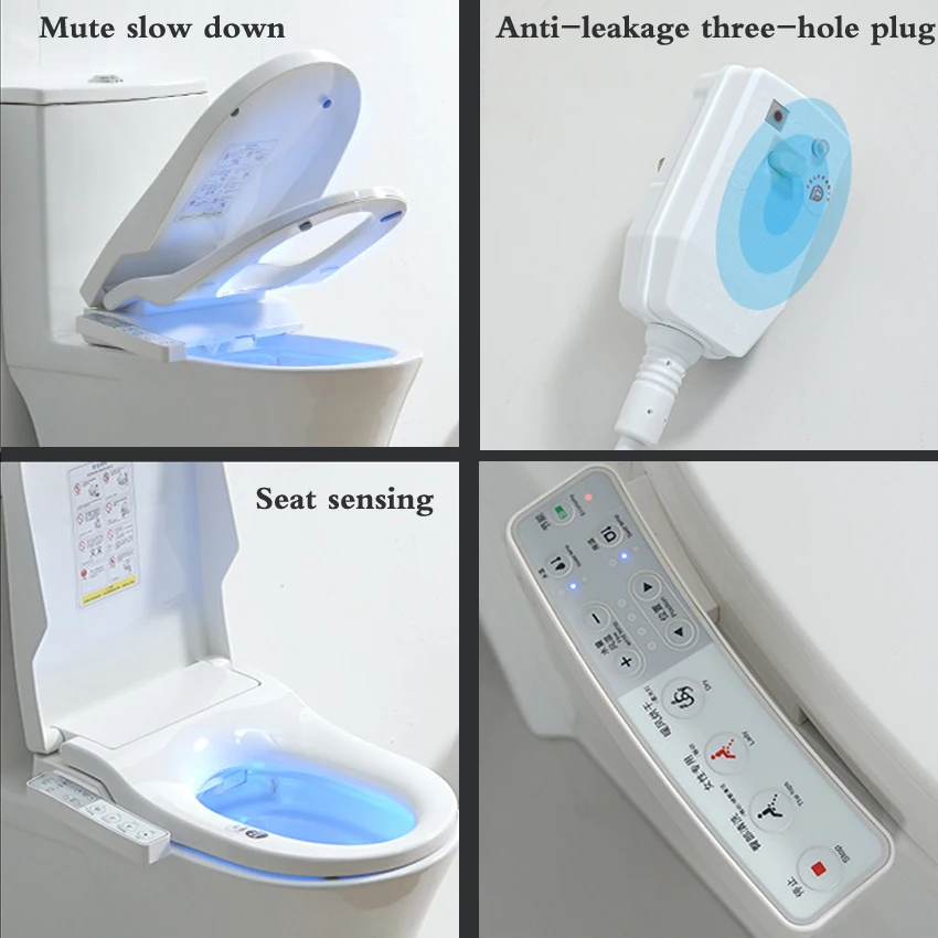 V/U-Shape Smart Toilet Seat Electric Bidet Cover Smart Night Light Intelligent Bidet Sprayer Instant Heating Clean Dry Massage