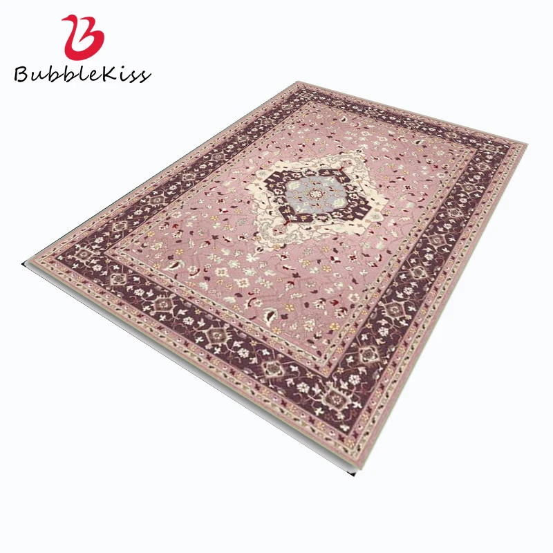 Bubble Kiss Retro Large Size Carpet for Living Room Surrounding Pink Flowers Design Bedroom Rug Sofa Table Decor Floor Mat New