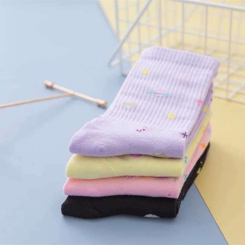 2021 New Small Fresh Cotton Socks Ladies Cute All-match Socks Comfortable Planet Socks