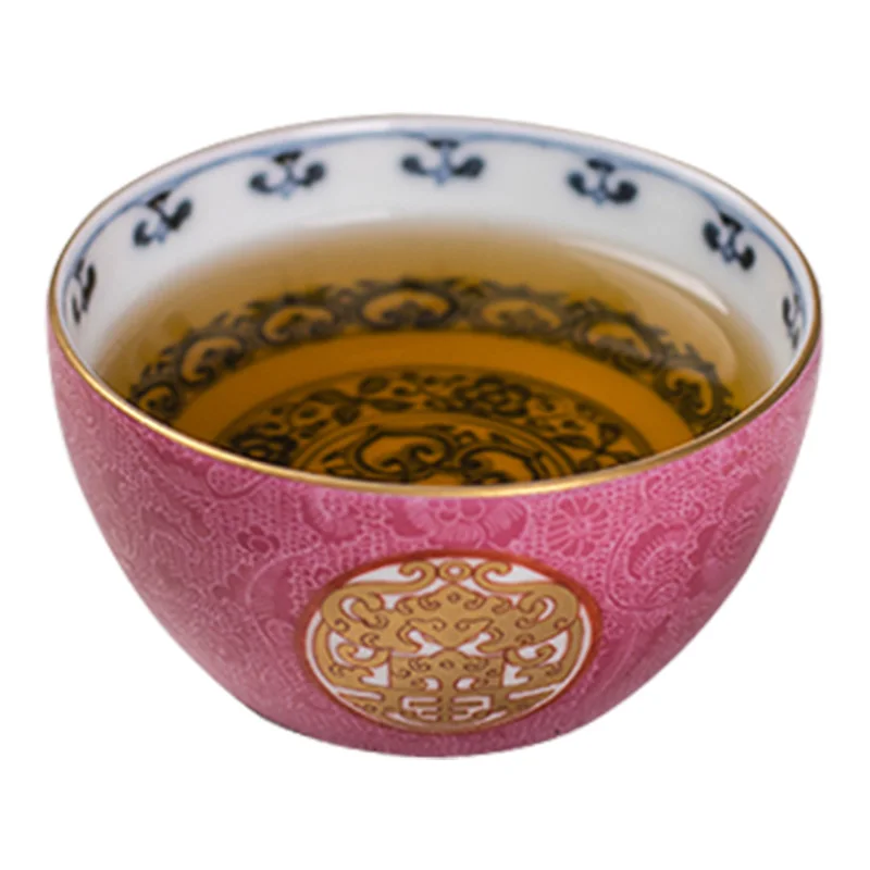 |Rongshantang Rongyao Jingdezhen Ceramic Rouge black tea cup master's Cup handcraft single cup grilled flower tea cup