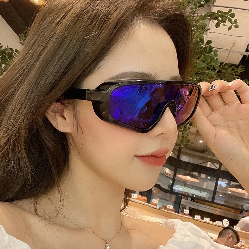 

Mirror Shield Visor Mask Sunglasses Women Men Oversized Windproof Sun Glasses One Peice Big Frame Goggles Shades Sport UV400