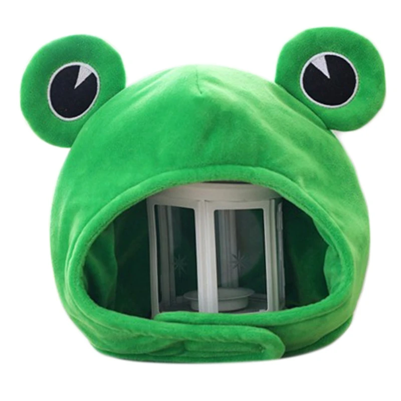 Funny Big Frog Eyes Cartoon Plush Hat Toy Green Headgear Cap Cosplay Costume Winter Festival Party Dress Up Photo Props