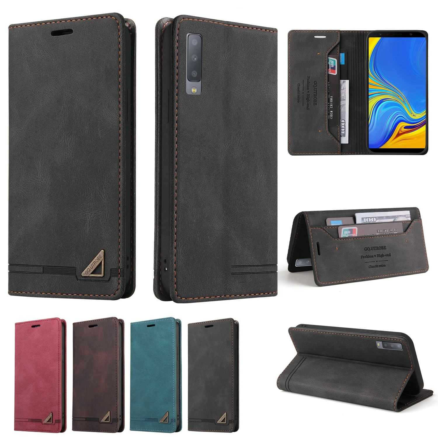 Magnetic Flip Leather case For Samsung Galaxy J6 J8 A6 A7 A8 2018 J3 J5 J7 2017 A20E A50 A70  M31 Note 20 S20 S9 S8 Wallet Cover