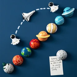 Planet & Moon Magnetic Sticker Astronaut Refrigerator Magnet 3D Creative Fridge Magnet Home Decoration Space Shuttle Magnet
