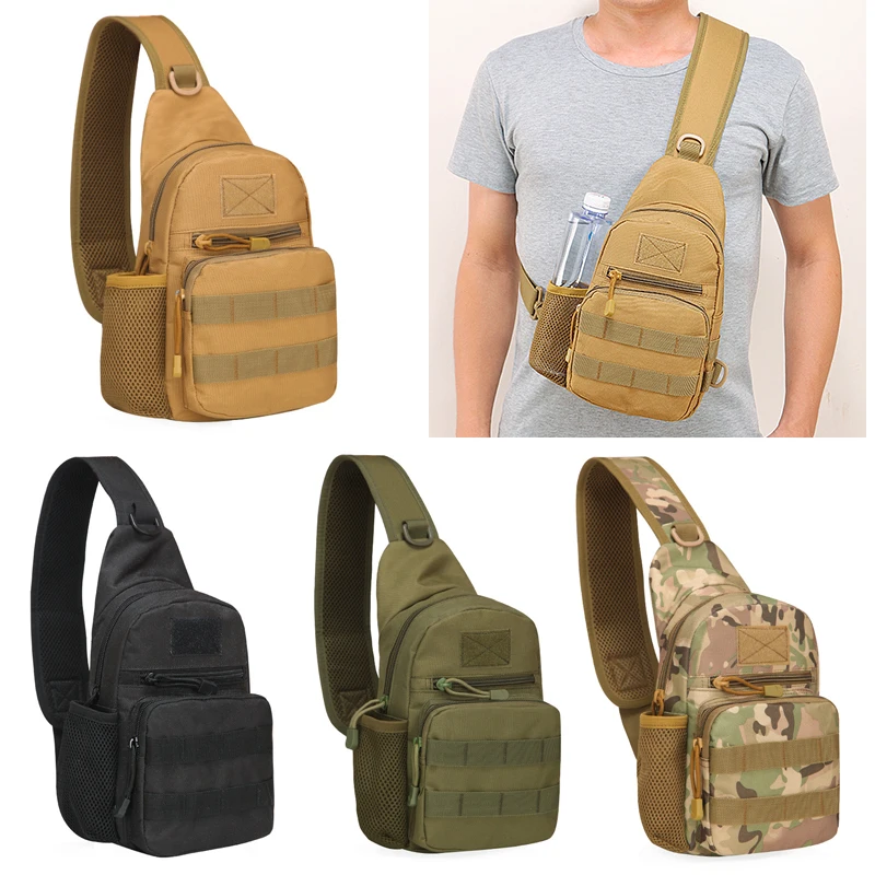 Tactical Molle Sistema Strap Peito Pack, Chaleira Bolsa, Nylon Caça Mochila, Airsoft Correndo, Equitação, Escalada, AR 15, M4