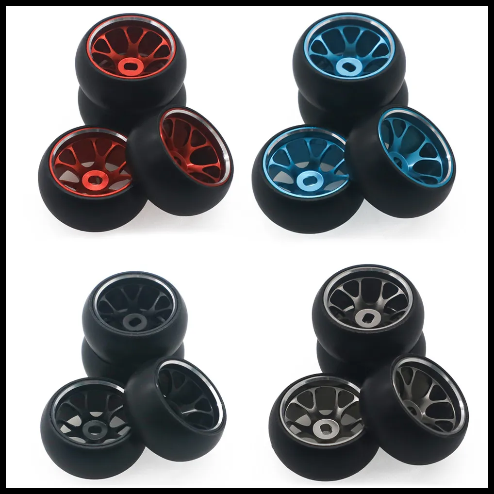 Alloy 4pcs/set wheel rim 10 spoke +drift tire for rc 1/28 Wltoy K969 K989 P929 rally kyosho mini-Z Q D hobby model part