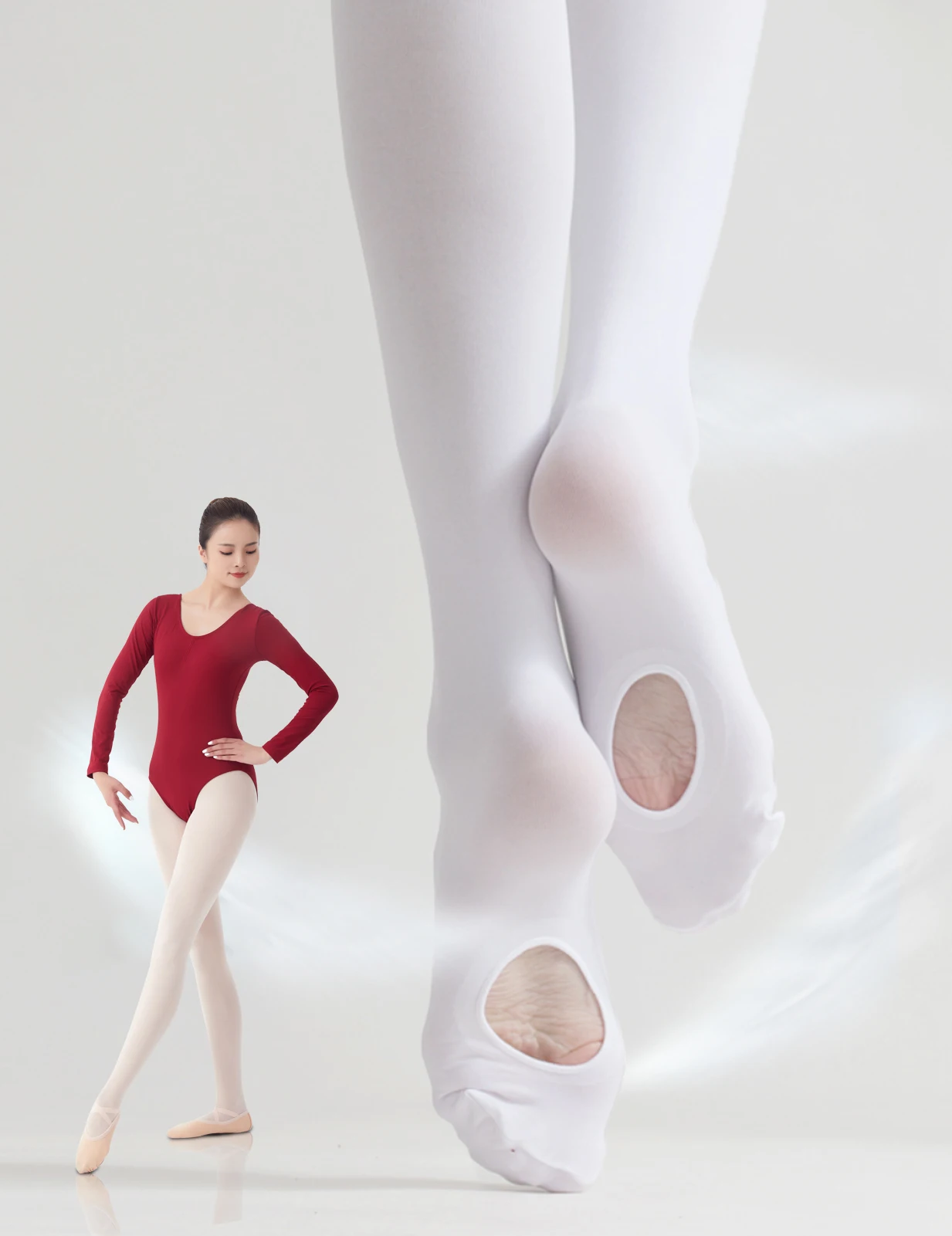 Ballet stockings adult girl pantyhose seamless 60D hole white velvet convertible dance stockings pink Adult ballet tights