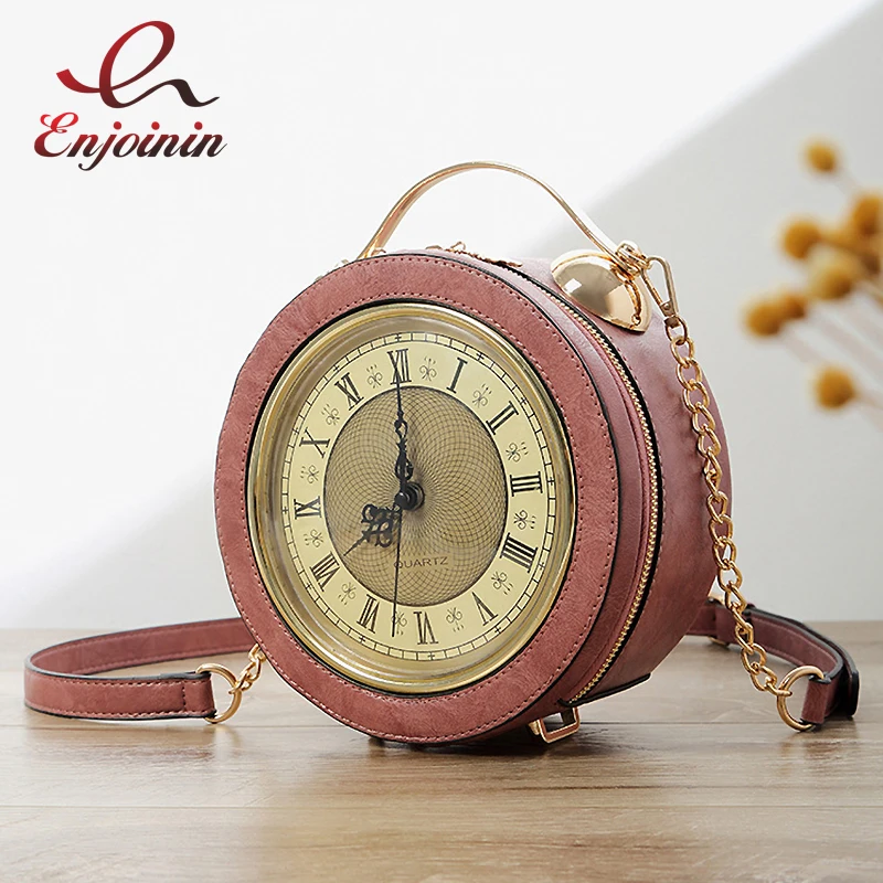 Round Clock Shoulder Bag Fun Crossbody Bag for Women 2021 Designer Bag Female Purses and Handbags Party Clutch Bag Pu Leather