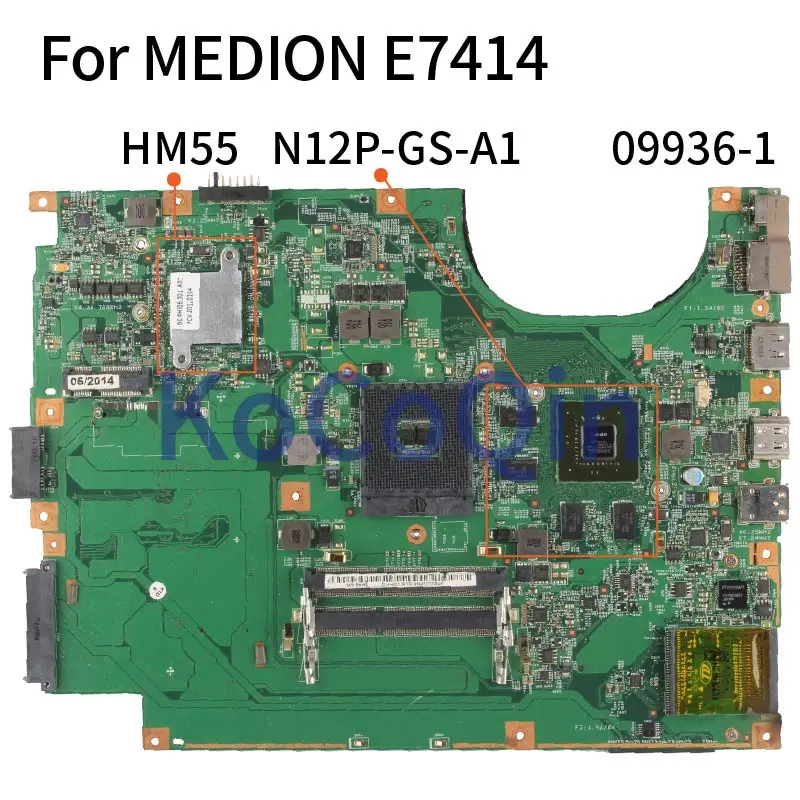 For MEDION E7414 Notebook Mainboard 09936-1 HM55 N12P-GS-A1 DDR3 Laptop Motherboard