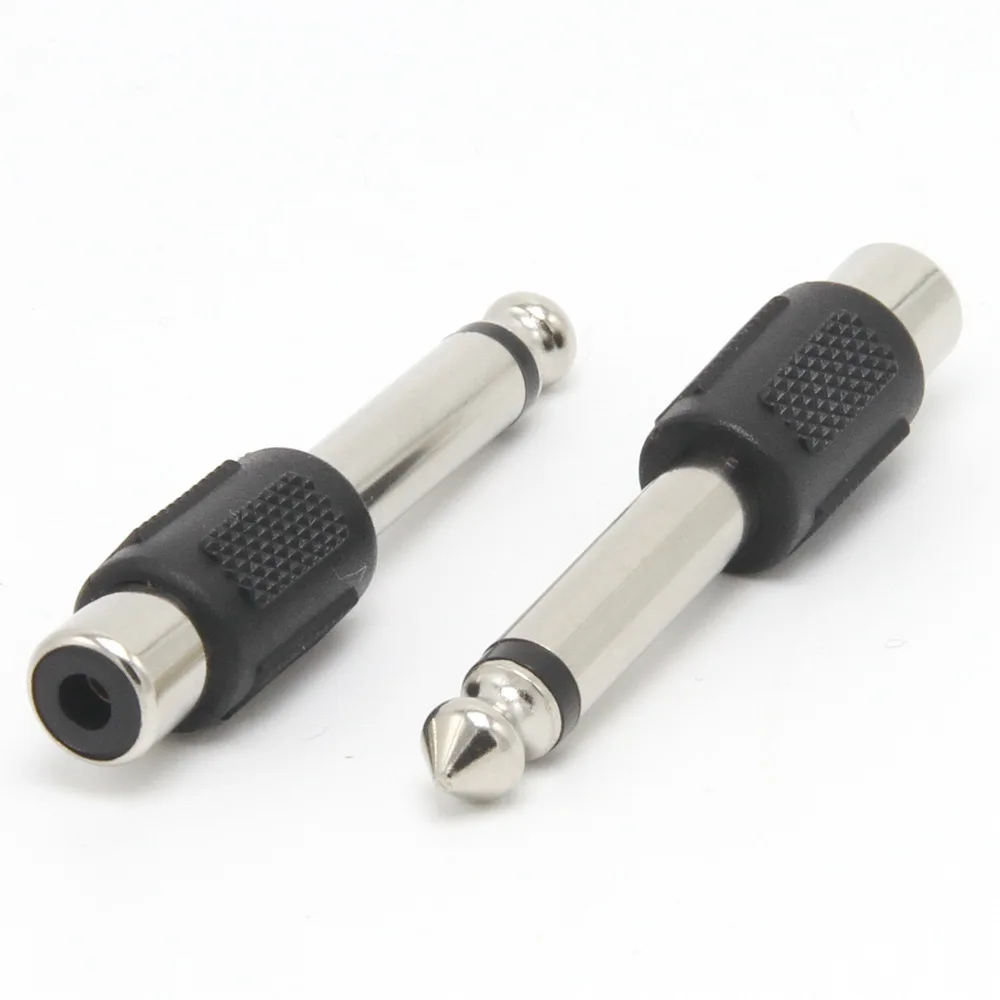 Mono 6.5Mm Plug Naar Rca Vrouwelijke Connector Rca Vrouwelijke Adapter Converter Voor Microfoon 10Pcs