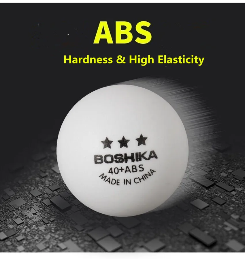 BOSHIKA Brand Table Tennis ABS New Material 40+ Resistant Yellow And White Wholesale Price High Quality Ping Pong Balls