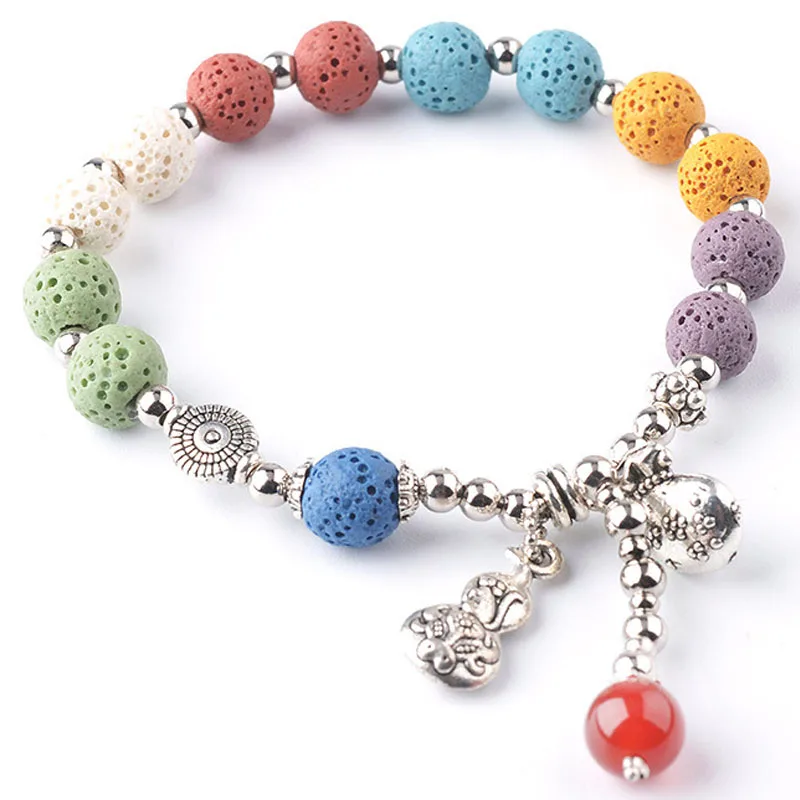 6/8mm Volcanic Lava Natural Stone Bead Colorful Rock Lava Beads loose Space Bead For Jewelry Making DIY Bracelet Necklace