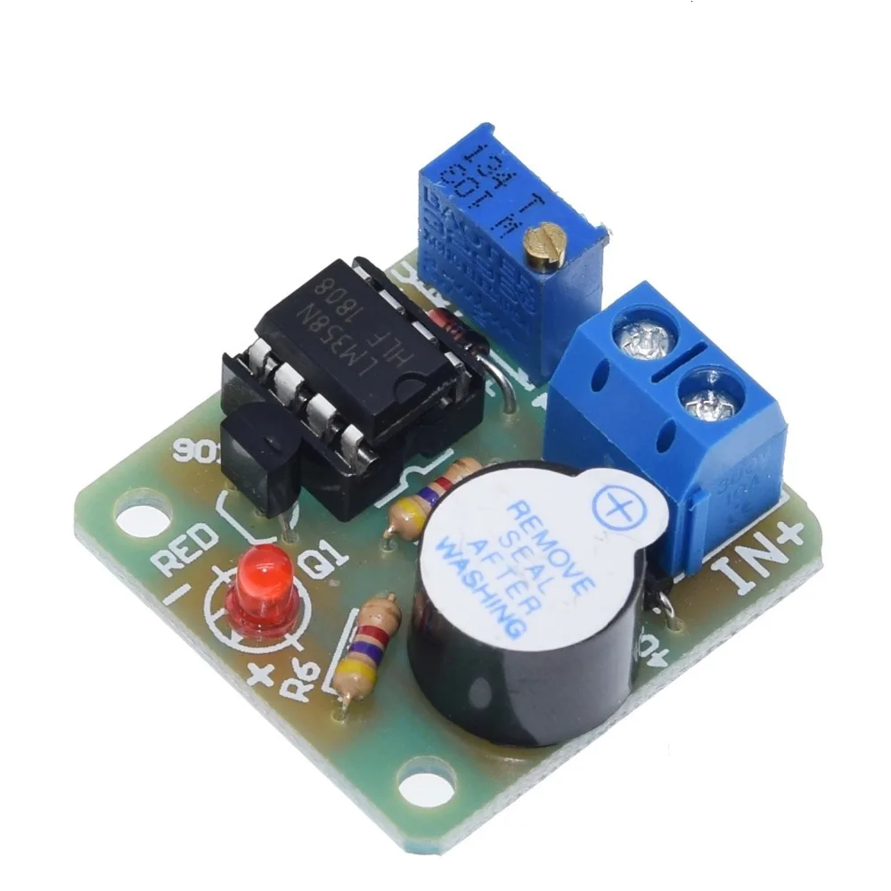 TZT 1/3 Stück LM358 Akkumulator Ton-Licht-Alarmmodul 12V Buzzer zum Schutz vor Überentladung Steuermodul – Detail 3