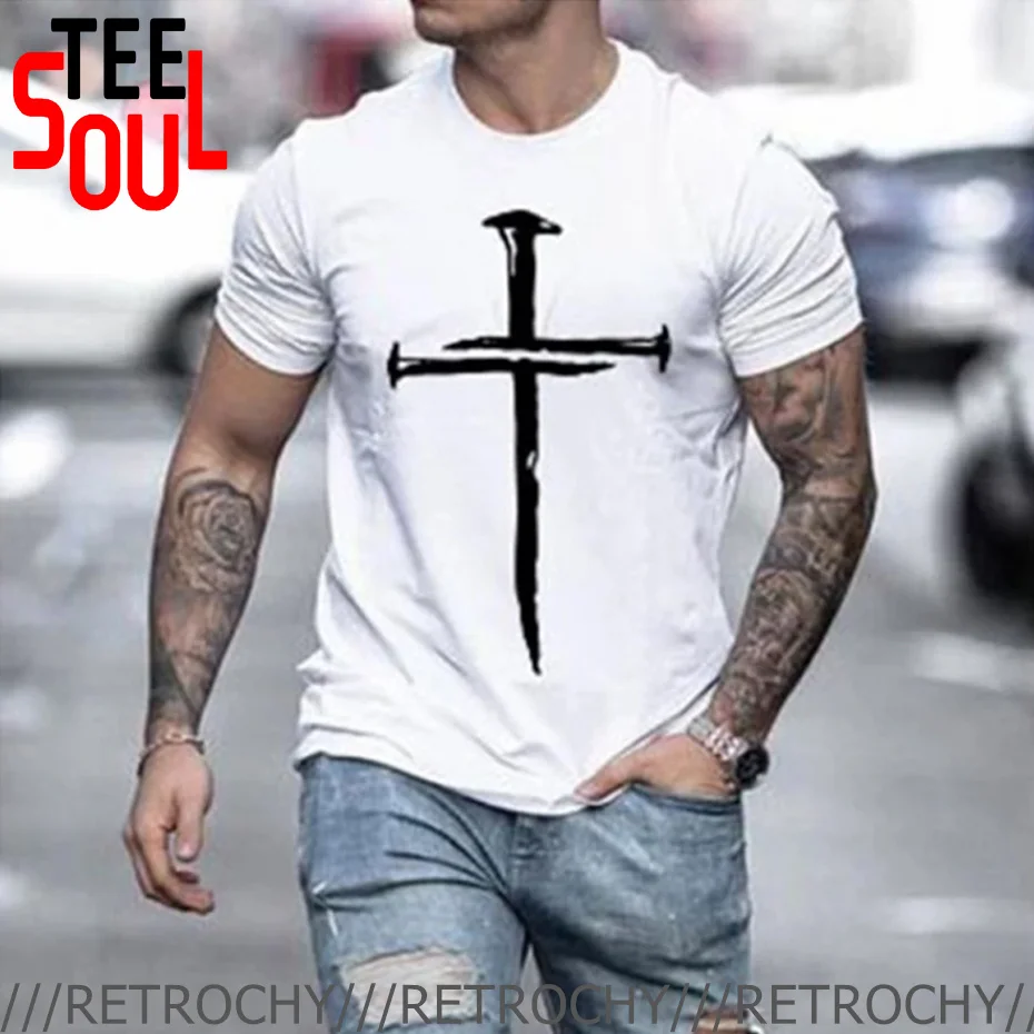 Jesus Is My God King Everything Vintage Harajuku T shirts Christian Religious Cross T-shirt Faith Streetwear Graphic Tops Tshirt