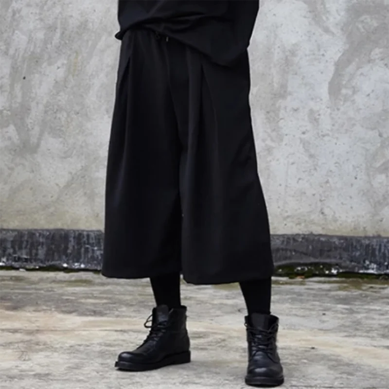 Men's Wide-Leg Pants Spring And Summer New Pure Color Straight South Korean Fashion Casual Loose Large Size Eight Pants