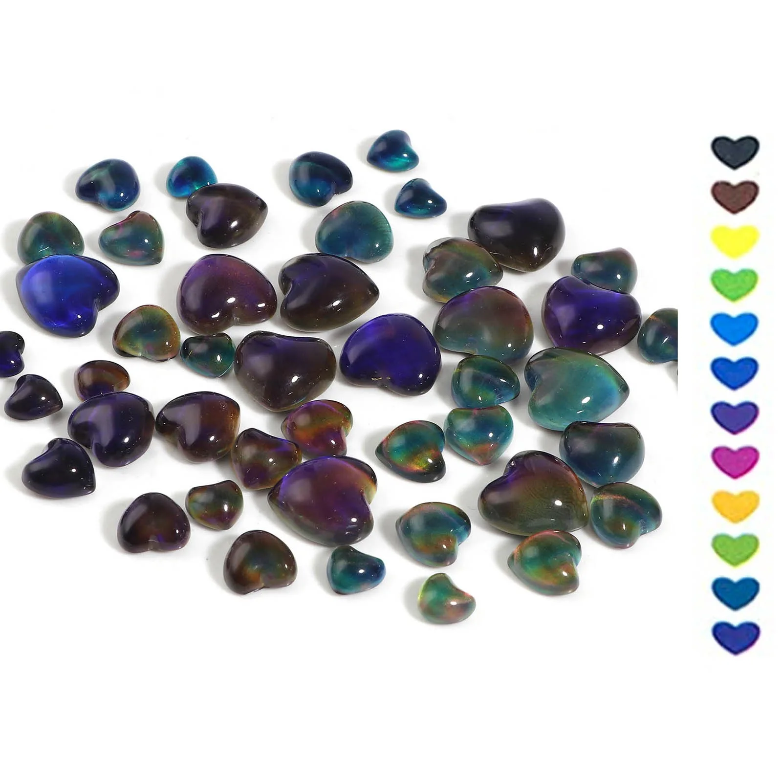 8 10 12 15mm Glass Color Change Temperature Sensing Embellishments Heart Flatback Multicolor DIY Earrings Jewelry Findings,5PCs