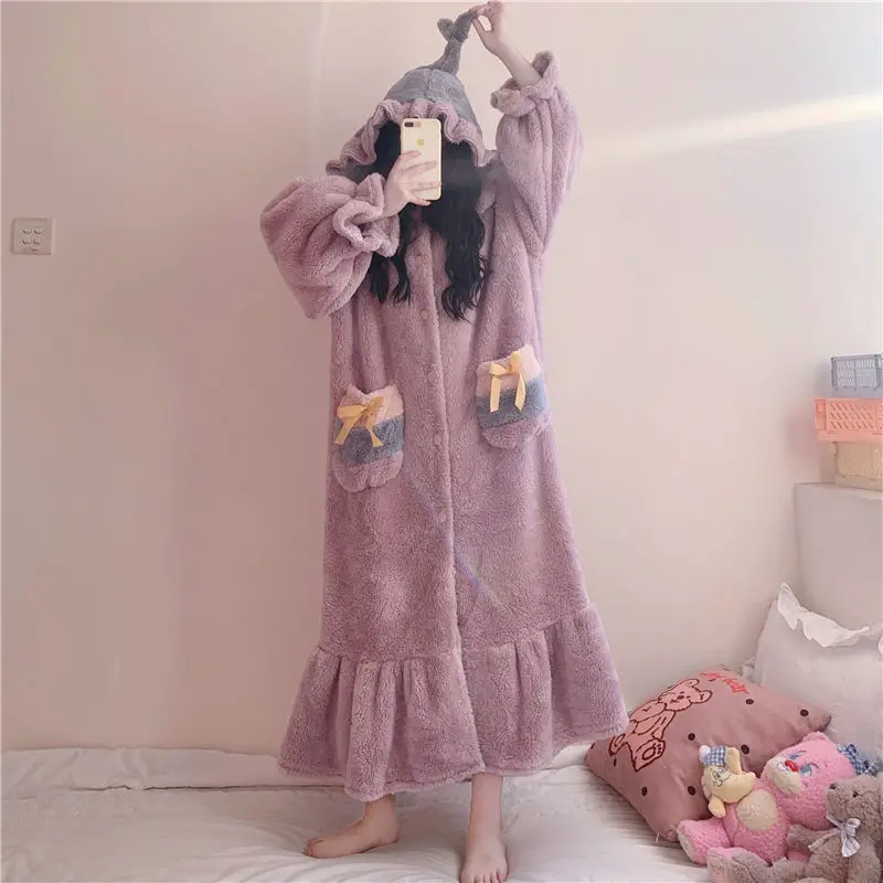 Robes à capuche pour femmes, Zones coréennes, KouStudents imprimés, Lovely Female, Full Sleeve, Confortable, All-Match Venues, Smile Fashion, Winter