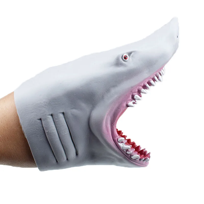 1Pcs Simulated Scary Shark Hand Puppet Toy Eco-friendly Novelty Storytelling Props Vivid Shark Model Doll Practical Jokes Toys