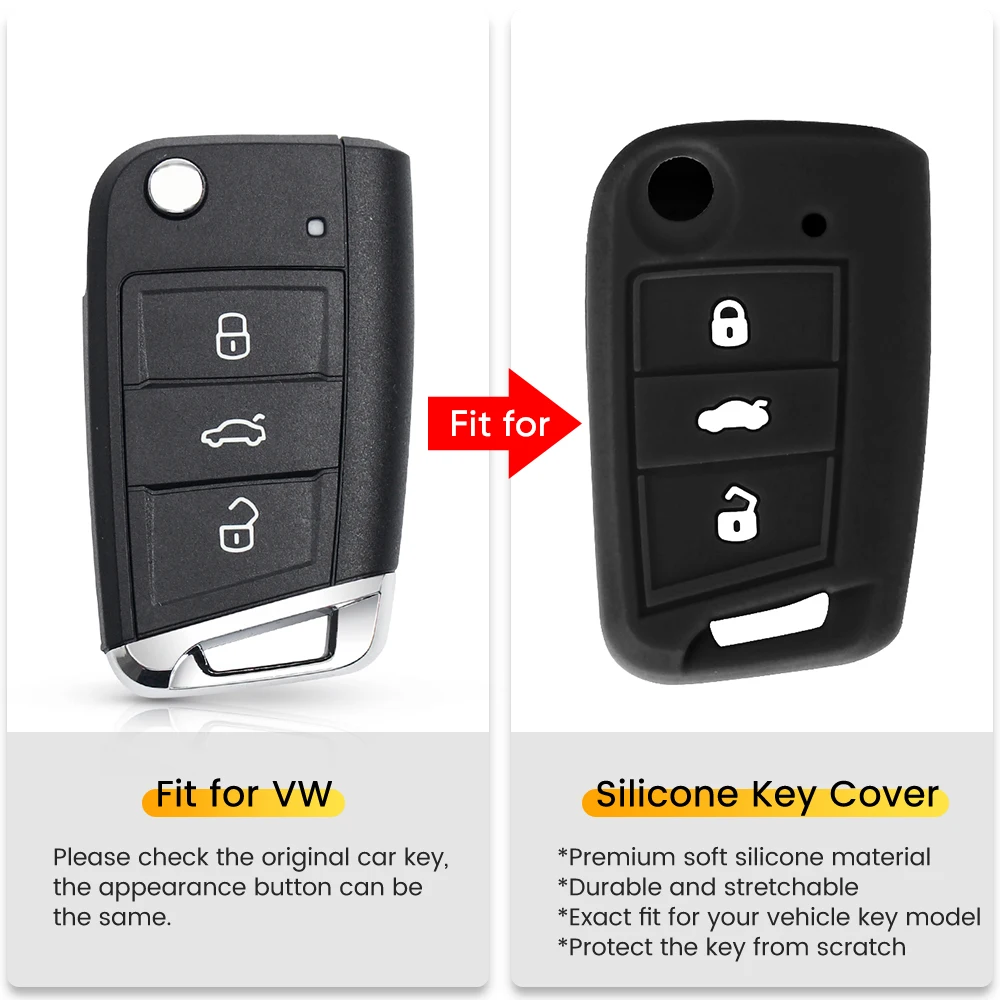 Dandkey Silicone Key Case Key Cover For Volkswagen VW Golf MK7 Tiguan For Skoda Octavia For Seat Leon Ibiza Key  2015 2016 2017