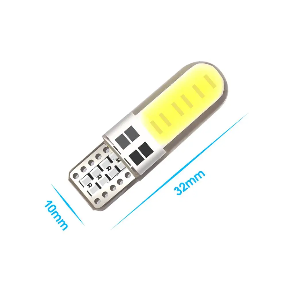 10 Uds. Luz LED Interior de coche lámpara de marcador COB T10 W5W 12V 168 194 501 bombilla de estacionamiento de cuña lateral Canbus Auto para