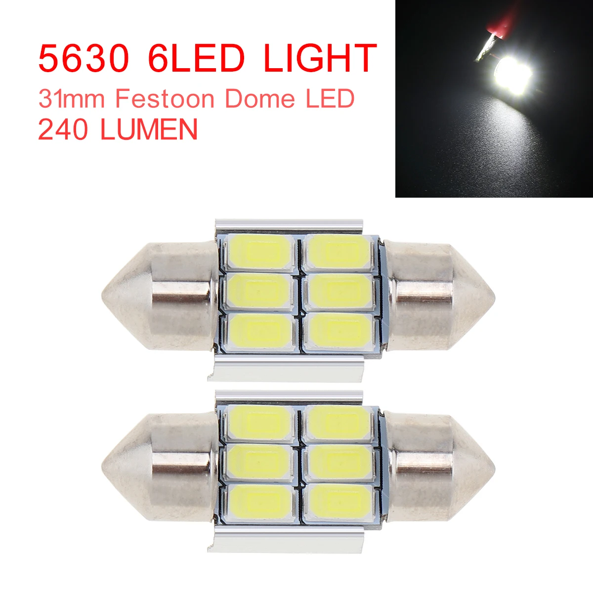 2/5/10pcs  White 18/28/31mm 12V 6/8/12 SMD LED Bulbs LED Car Interior Dome Light Bulbs Car Reading Light Bulbs