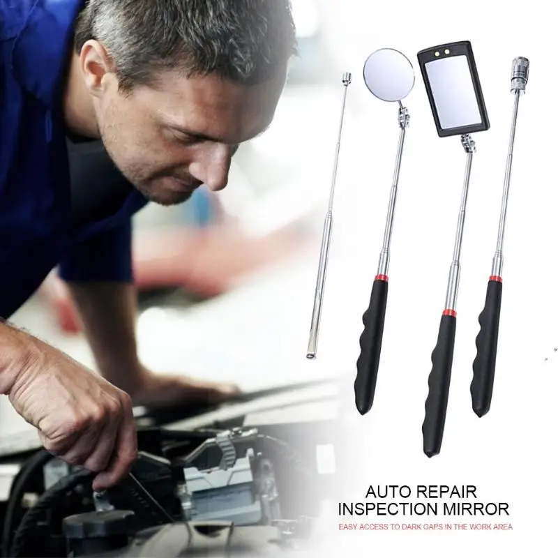 

4pcs/lot Magnet Attractor Inspection Mirror Kit for Car Mechanical Repair Tools Adjustable Rotating Telescopic Car Inspect Tools