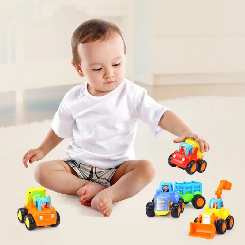 

2024 New Thicken Push And Go Car Construction Vehicles Toys Pull Back Cartoon Play For 2 3 Years Old Boys Toddlers Kids Gift