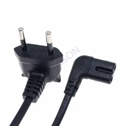 EU European 2 Prong Cable Power Supply Cord Right Angle to IEC C7 Figure 8 Power Cable for Samsung Power Supply LED TV Laptop