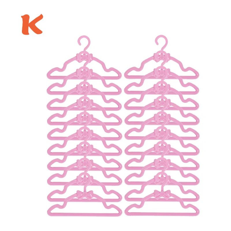 20 Pcs / Lot Plastic Doll Hangers Cute Mini Mixed Style Dress Clothes Accessories for Barbie Doll Wardrobe Dollhouse DIY Toys