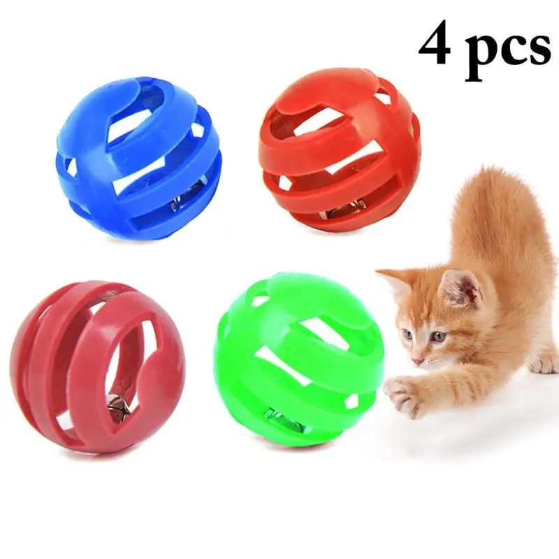 Dorakitten 4Pcs/Cat Cat Bell Ball Toys Plastic Hollow Out Interactive Cat Bell Toy Cat Toy Ball Pet Supplies Cat Favors