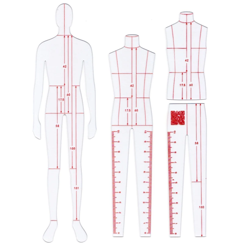 Men And Women Regular Suit Quilting Ruler Clothing Design Model Rulers Hand-painted Mold Effect Style Template Ruler