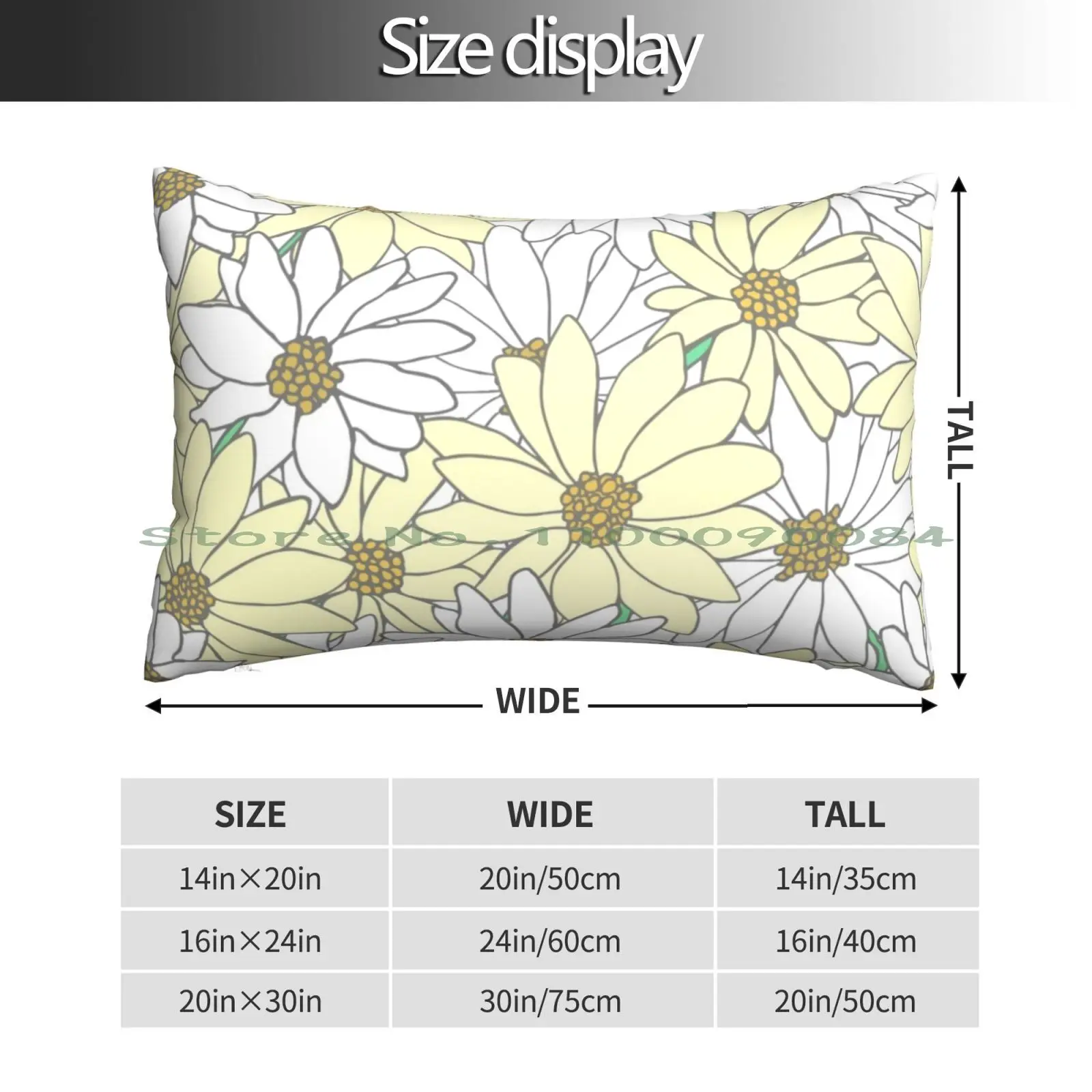 White And Yellow Flowers-Floral Pattern Pillow Case 20x30 50*75 Sofa Bedroom Nl Nederland Netherlands The Hague Den Haag