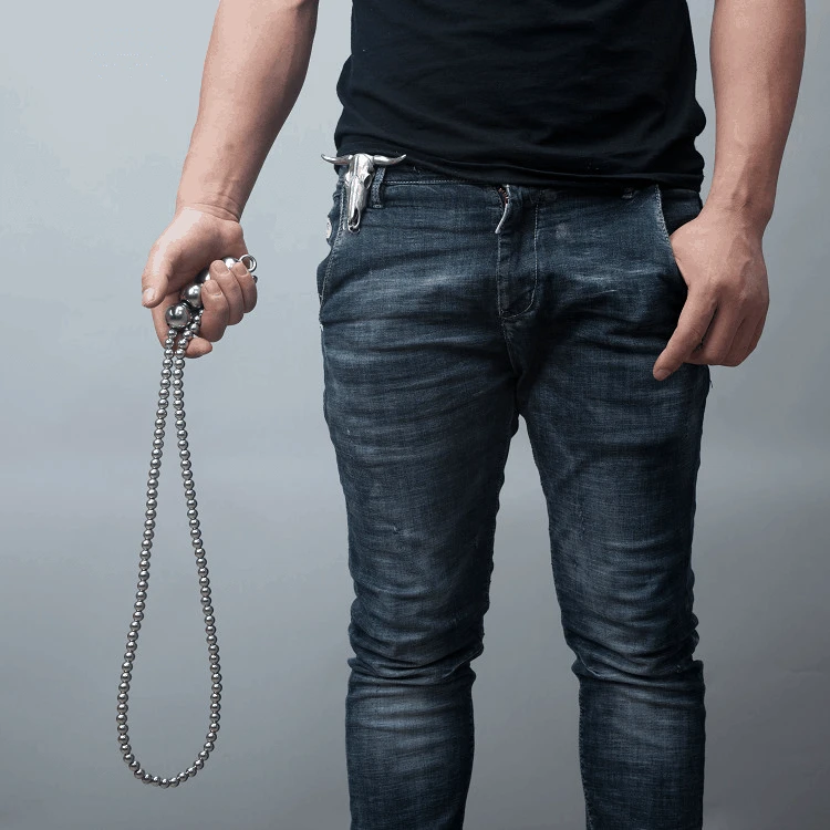 Stainless Steel Unicorn Whip Fitness Long Whip Outdoor Self-defense Weapon Chains Bead Bracelet EDC Tools