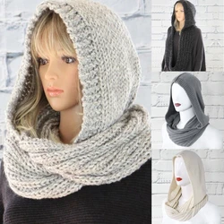 Winter Women Thick Cable Knit Ribbed for Infinity Circle Loop Scarf Slouchy Loose beanies Hat Windproof Skull Cap Shawl DXAA