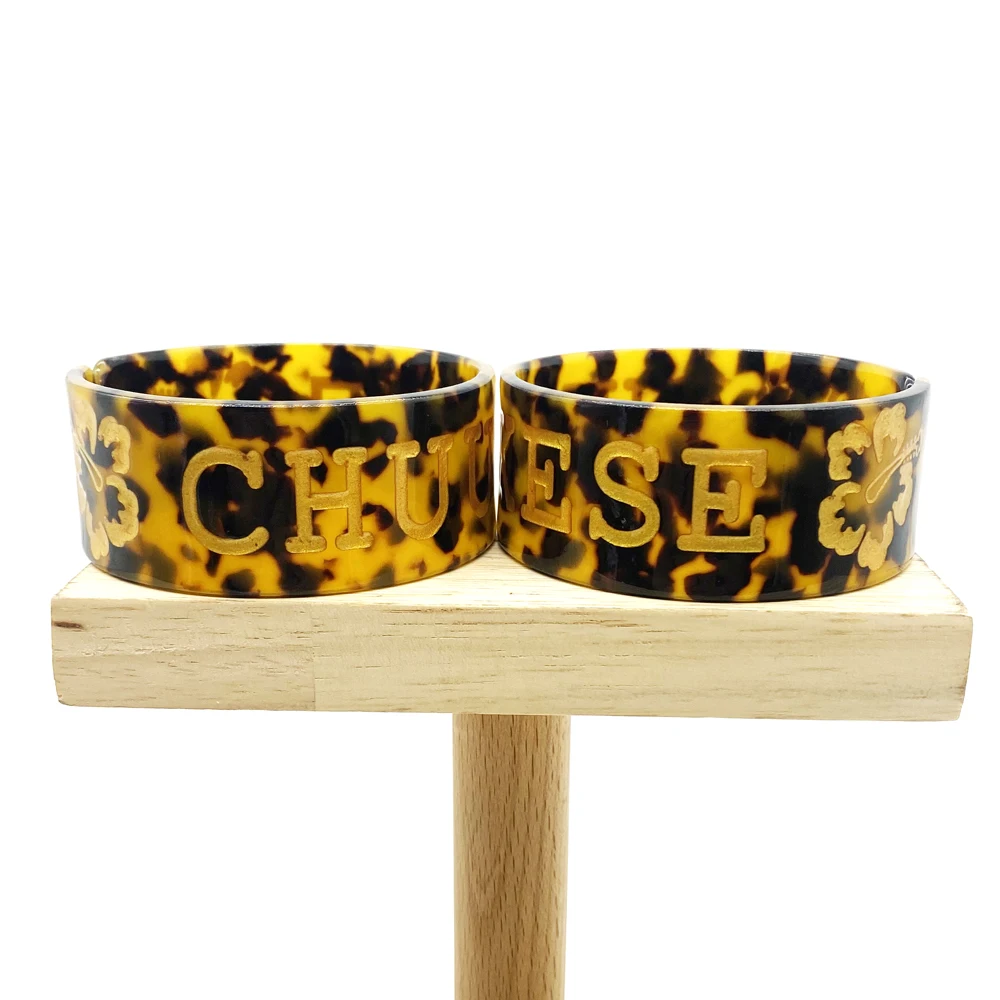 New Fashion Tortoiseshell Cuff Bangles With Gold Flowers Island Names Bracelets For Girls Women Nice Wear