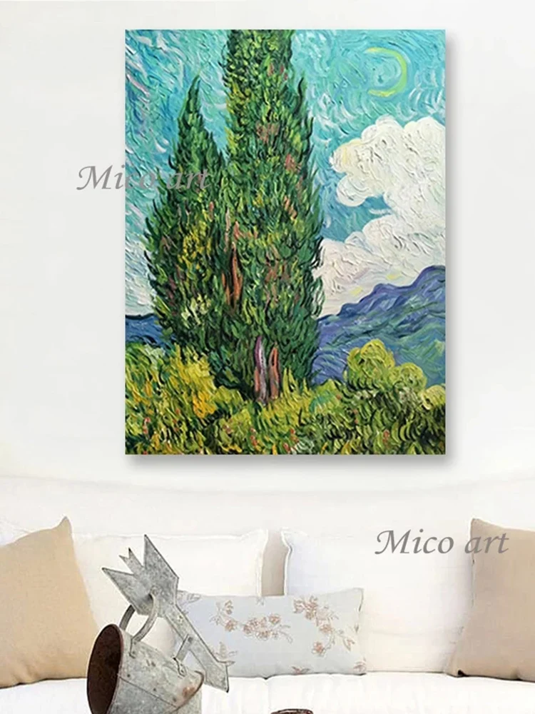 Replica Famous Painting Outdoor Landscape Field Van Gogh's Oil Painting Reproduction Modern Bedroom Decoration Canvas Wall Art