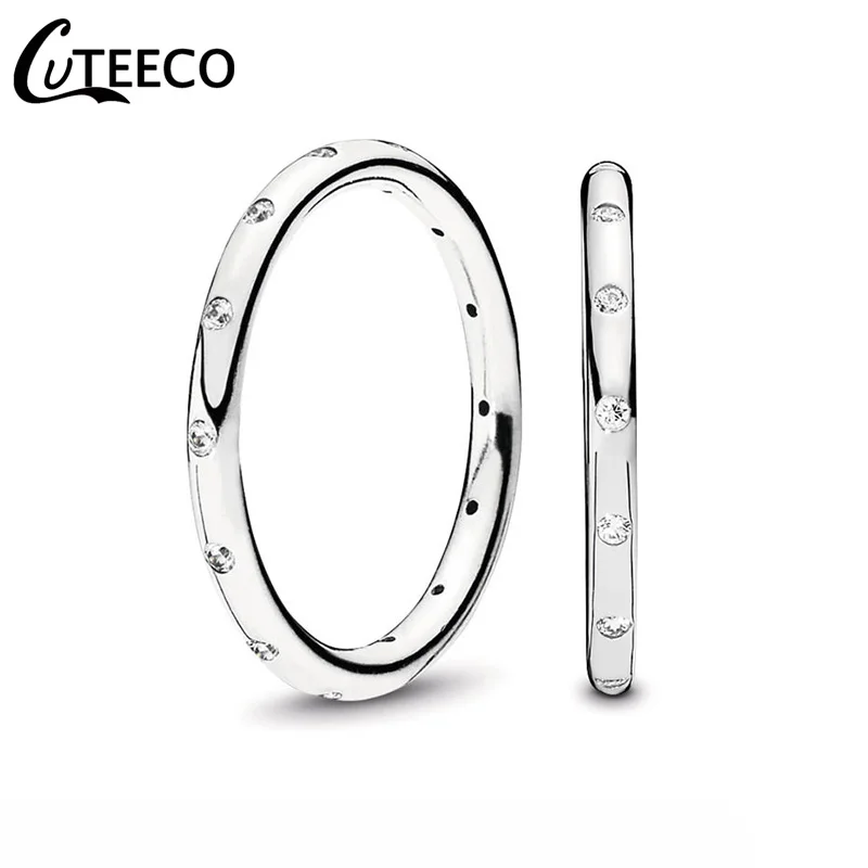 CUTEECO Simple Fashion Rings For Women shiny Zircon Ring Trendy Wedding Ring female Engagement Jewelry