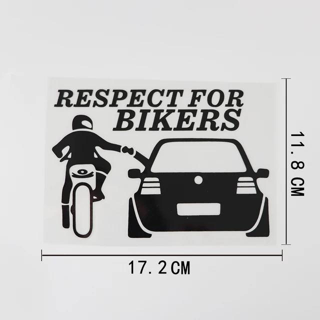 17.2CMX11.8CM Funny RESPECT FOR BIKERS Decal Vinyl Car Sticker Black/Silver