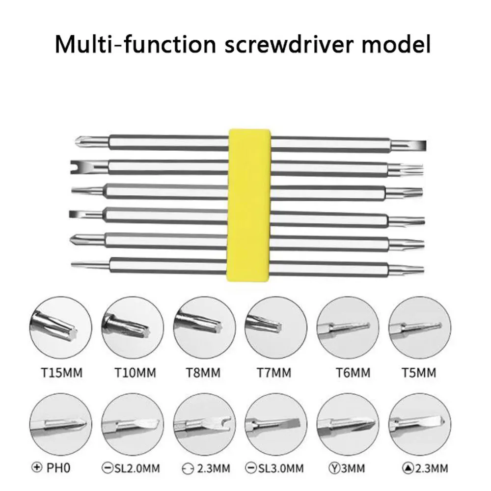 7 PCS 6-In-One Strong Magnetic Y-shaped U-shaped Plum Triangle Shaped Bit Multi Function Household Disassembled Screwdriver Set