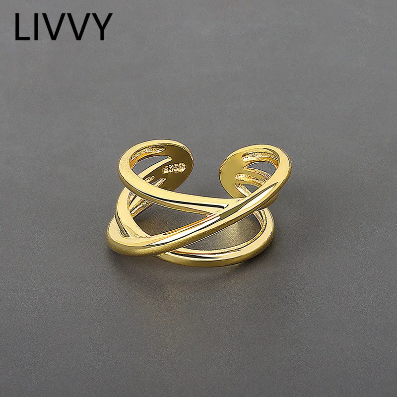 

LIVVY Silver Color Geometric Irregular Rings for Women Wedding Adjustable Antique Statement Rings 2021 Trend