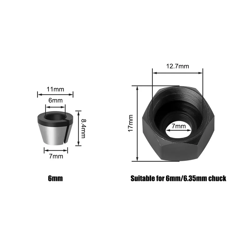 1Pcs 6mm 6.35mm 8mm Milling Cutter Collet Adapter Engraving Trimming Machine Chucks Trimmer Router Bit Accessories Tool