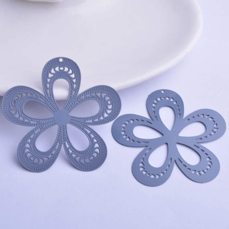 30 Stück AA2173 41mm Große Blumen-Anhänger DIY Ohrring-Anhänger Messing Hellgoldfarben Schmuckanhänger – Detail 6