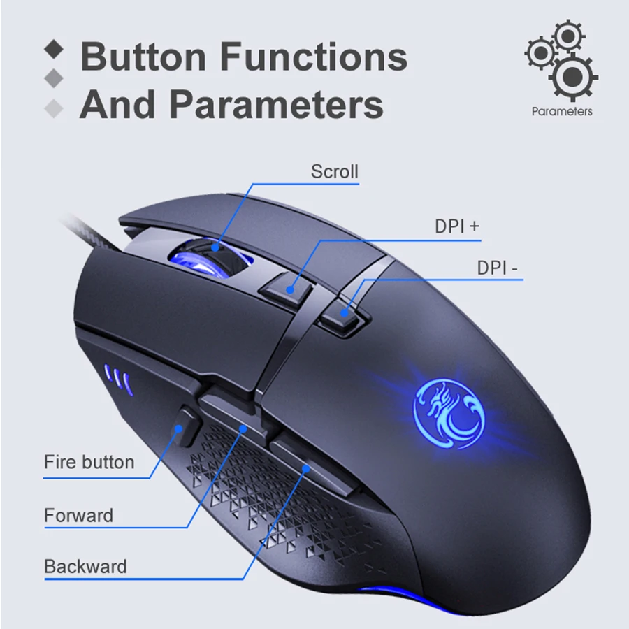 Wired Gaming Mouse Gamer Mause Computer Ergonomic Silent USB Mouse with Cable RGB Backlight LED 7200 DPI Mice for Laptop PC