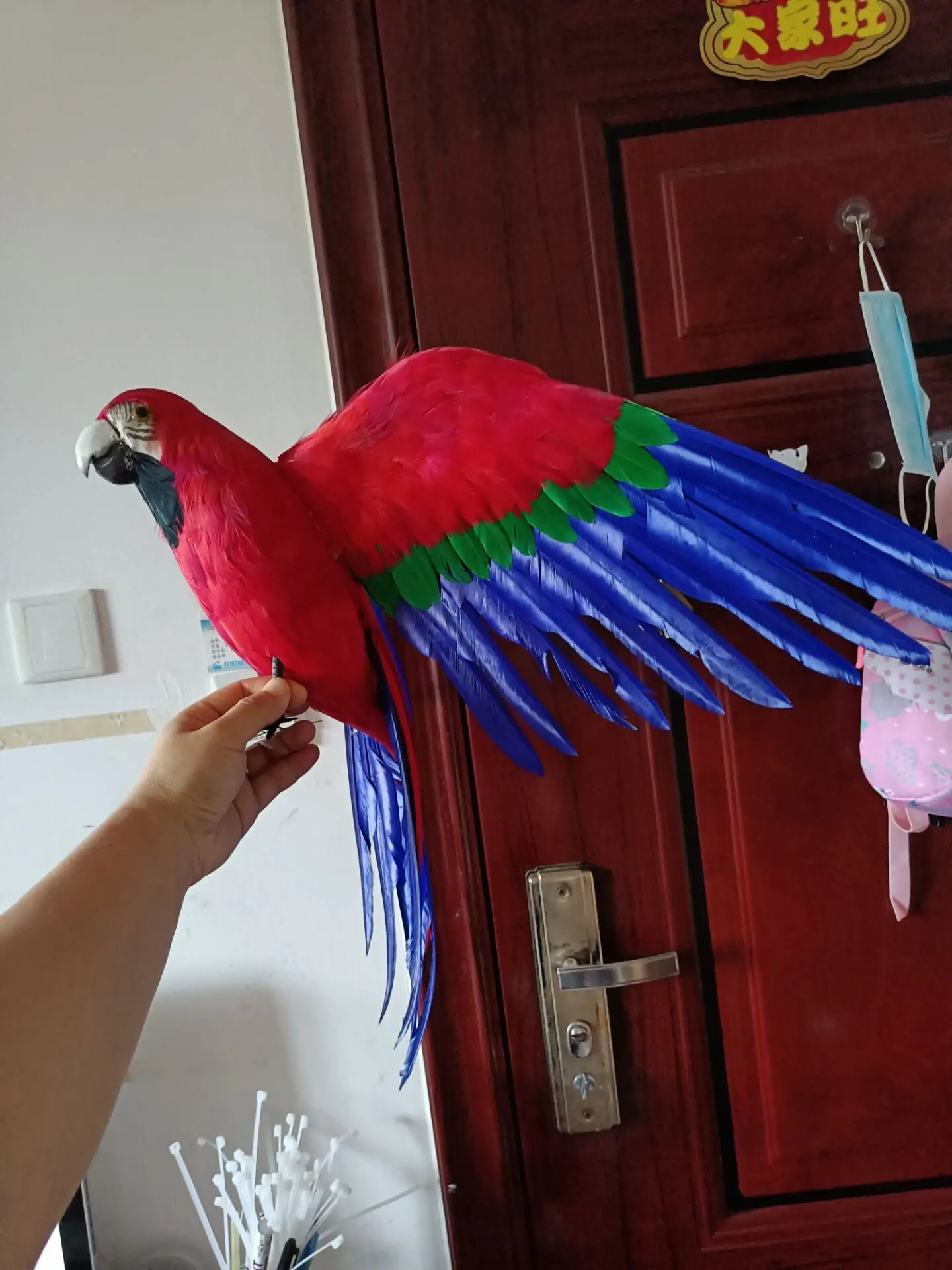 

real life parrot model foam&feather res&blue wings parrot bird gift about 40x60cm xf3011