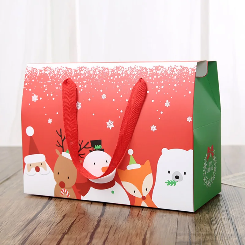 15 Pieces Claus Snowman Candy Cookie Christmas Hand Bag Gift Box For Party DIY Papercard Packing Bag Large Christmas Package Box