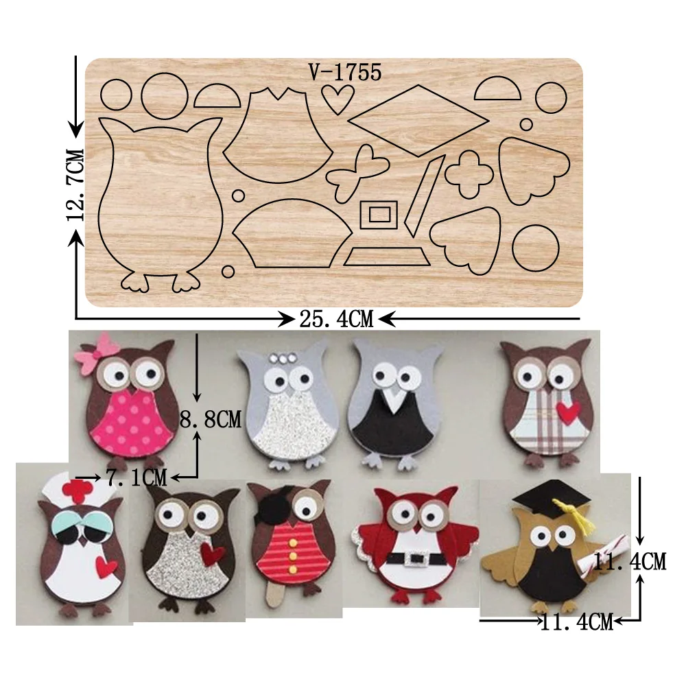 

Wooden owl cutting dies for scrapbooking, new, multiple sizes, v1755