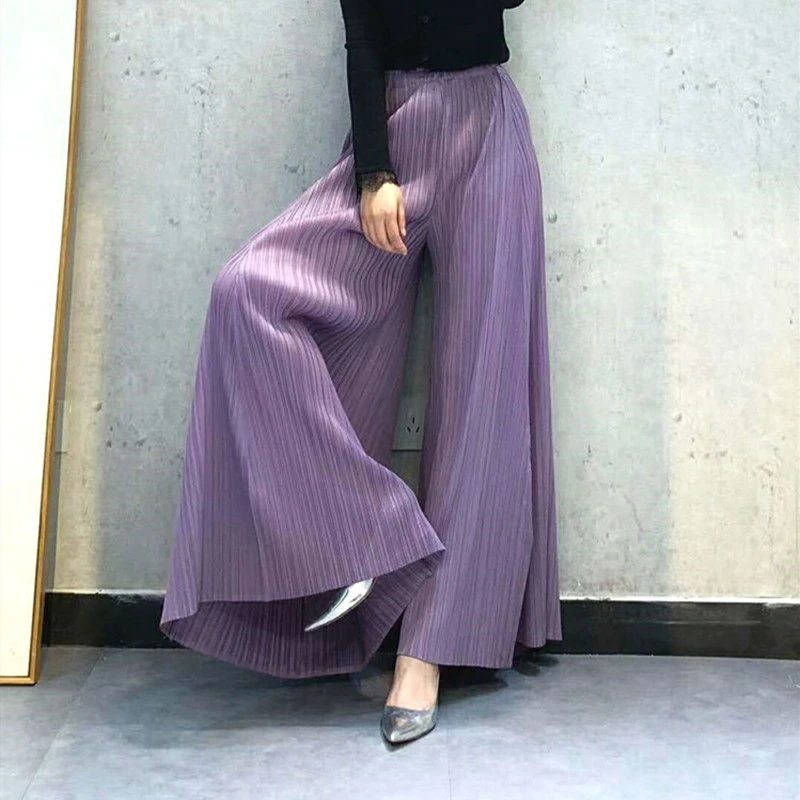 Miyake Pleated Wide Leg Pants Women's Spring Summer Autumn Korean Fashion Harem Drape Straight Casual Trousers