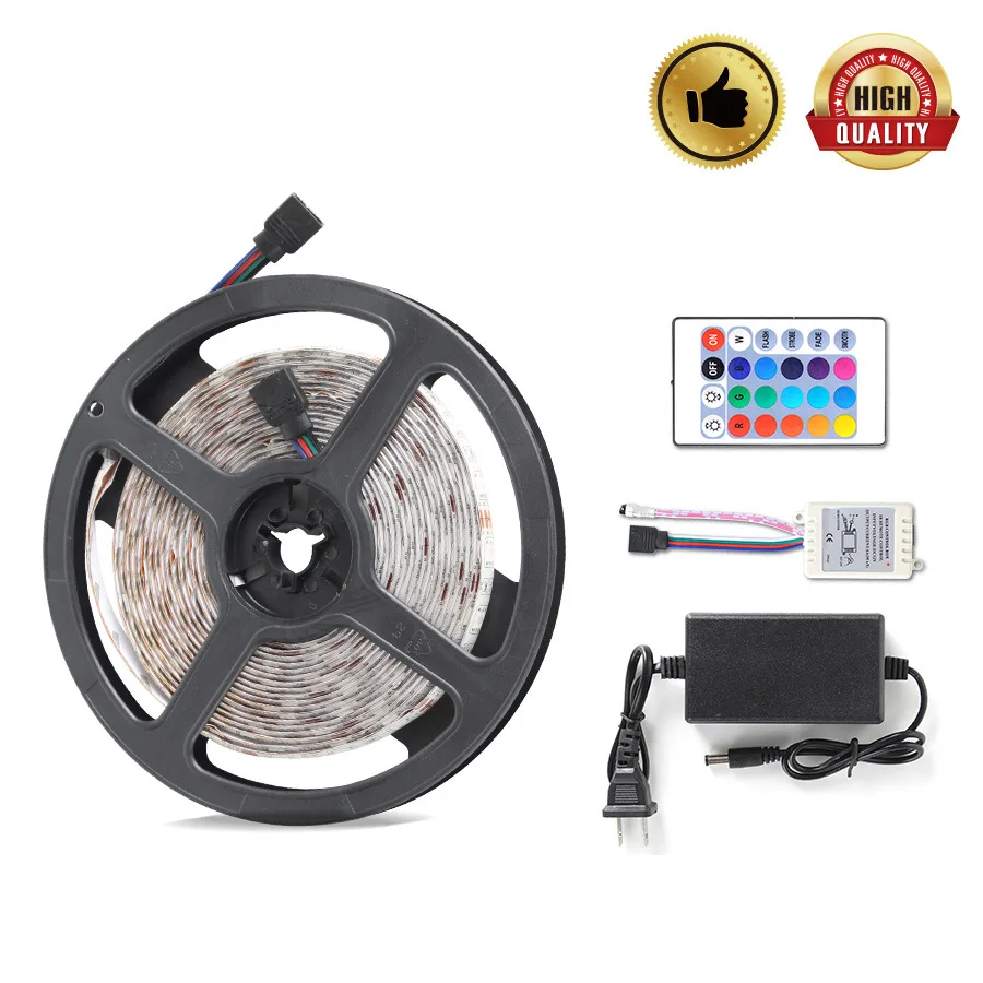 

AC100-240V LED5050 Epoxy Waterproof RGB Light Strip + Remote Control + U.S. Adapter Support Dimming TV Backlight