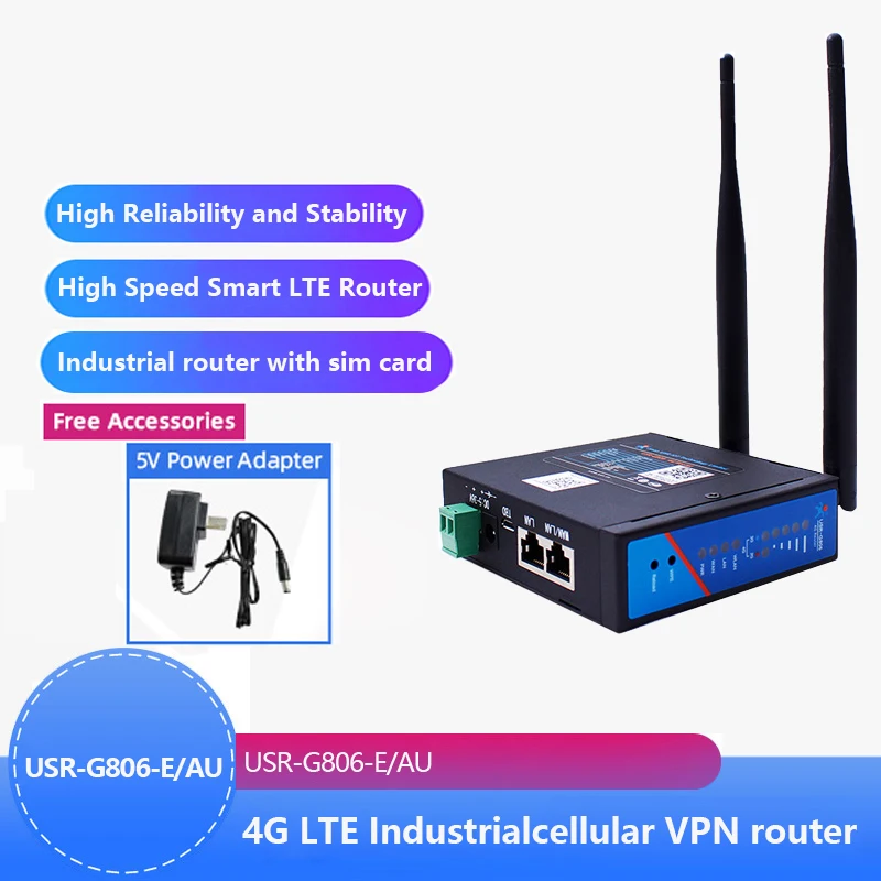 USR-G806-E/AU Europe/Australia Version Industrial Routers High Reliability and Stability Industrial router with SIM card slot